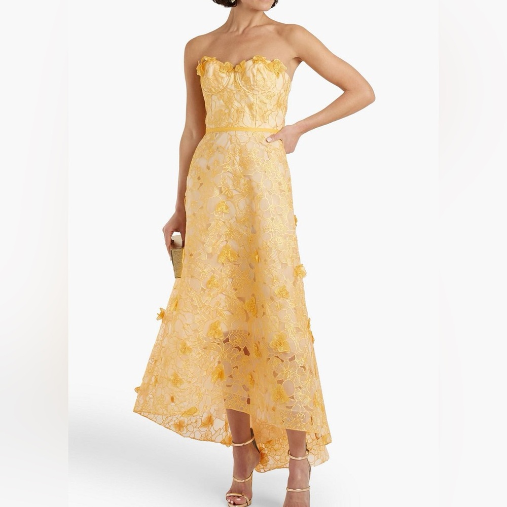 Marchesa Yellow Gold Asymmetrical High-Low Dress